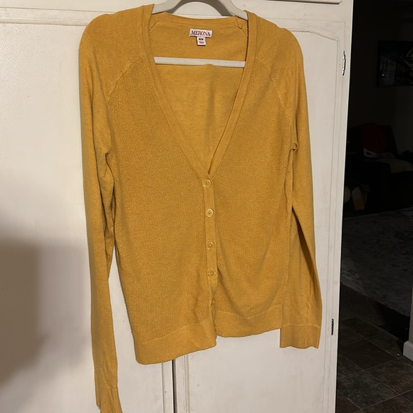 Mustard Yellow Button Up Yellow Cardigan - Picture 5 of 10